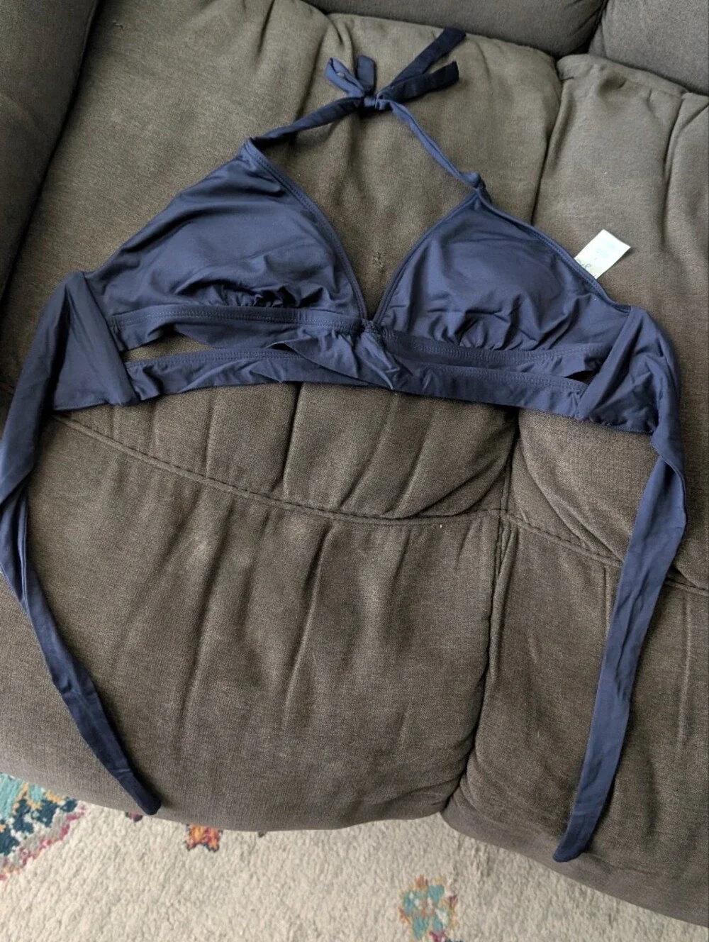 Kona Sol Navy Halter Triangle Bikini Top